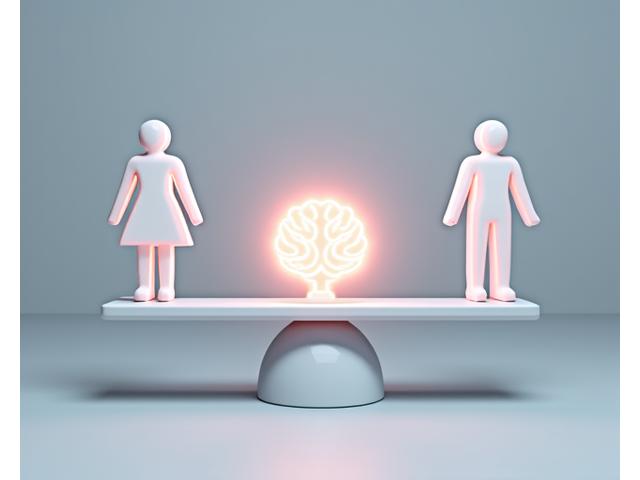 Abstract representation of a balanced scale with diverse human icons, symbolizing fairness and bias reduction