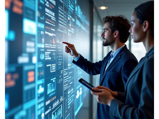 Professionals meticulously reviewing documents and data on a screen, symbolizing thorough vetting and integration.